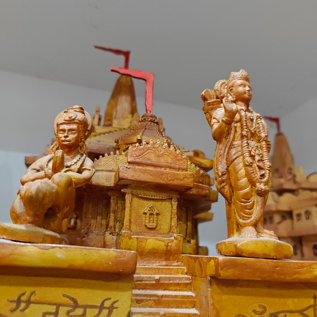 Wooden Statue of Hindu Deity | Carved | Brown | Decorative