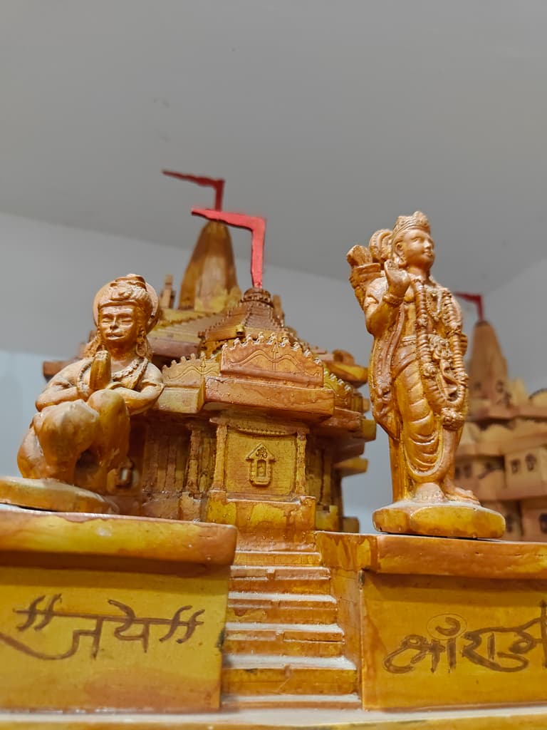 Wooden Statue of Hindu Deity | Carved | Brown | Decorative