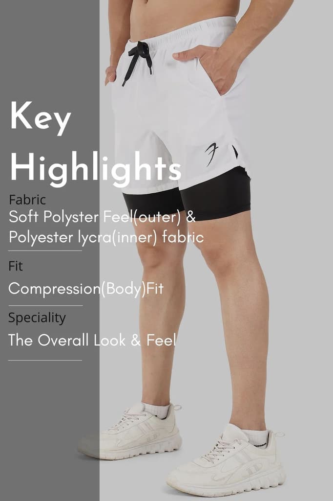 2 in 1 5" Compression Shorts White — photo 7
