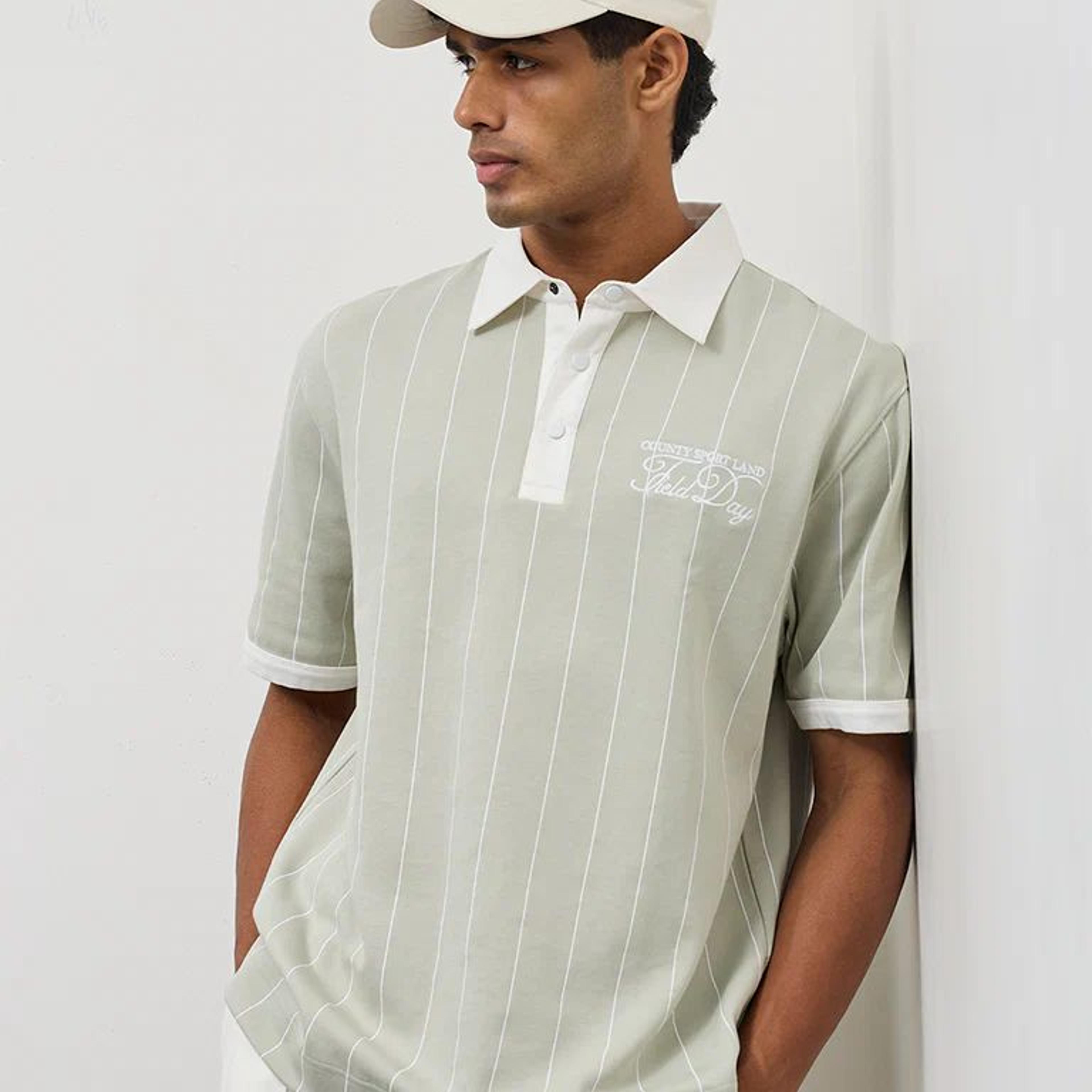 Nuoflexx Sage Striped Relaxed-Fit Cotton-Blend Polo T-Shirt