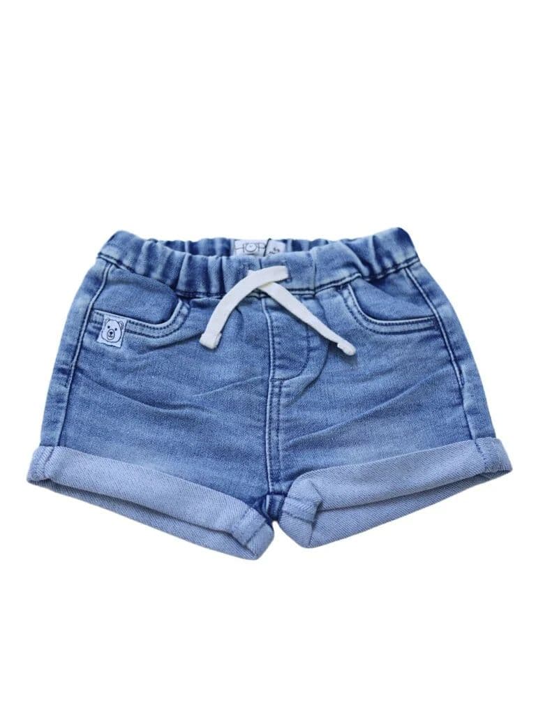 HOP Baby Boys Light Blue Washed Regular Fit Denim Shorts — photo 3