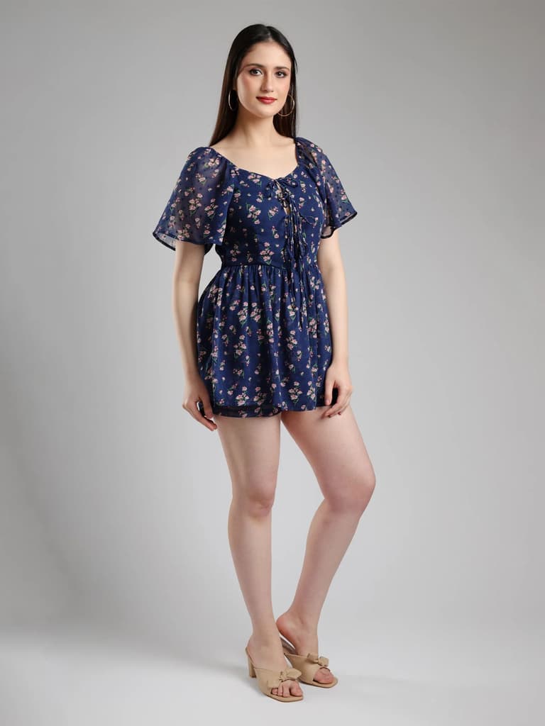 Serra Printed Blue Romper — photo 3