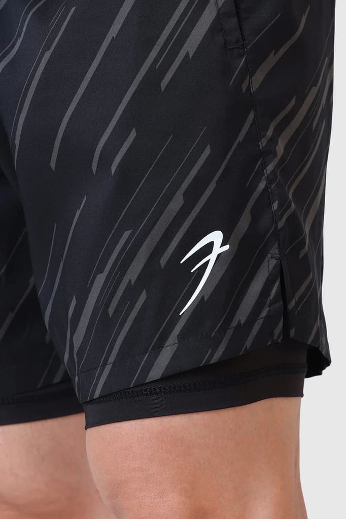 2 in 1 Printed Compression Shorts Black — photo 3
