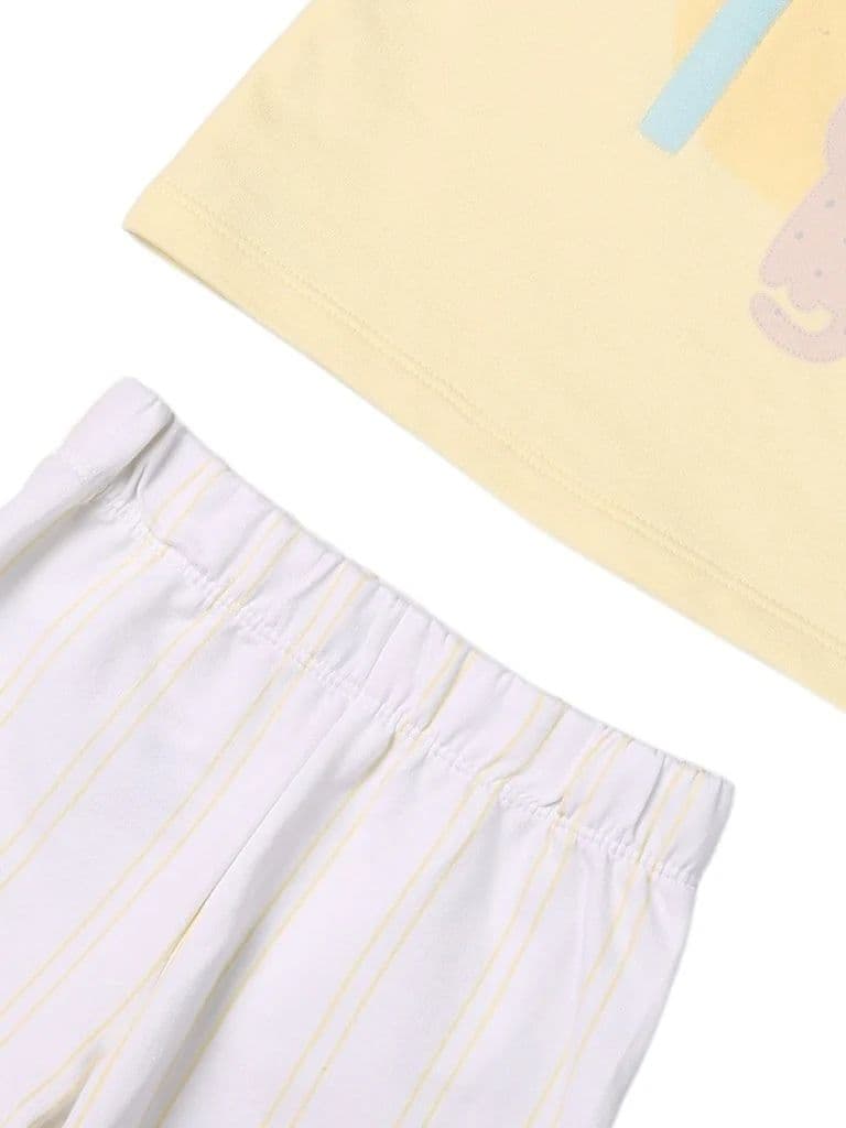 HOP Baby Boys Yellow Printed Cotton T-Shirt and Shorts Set — photo 4