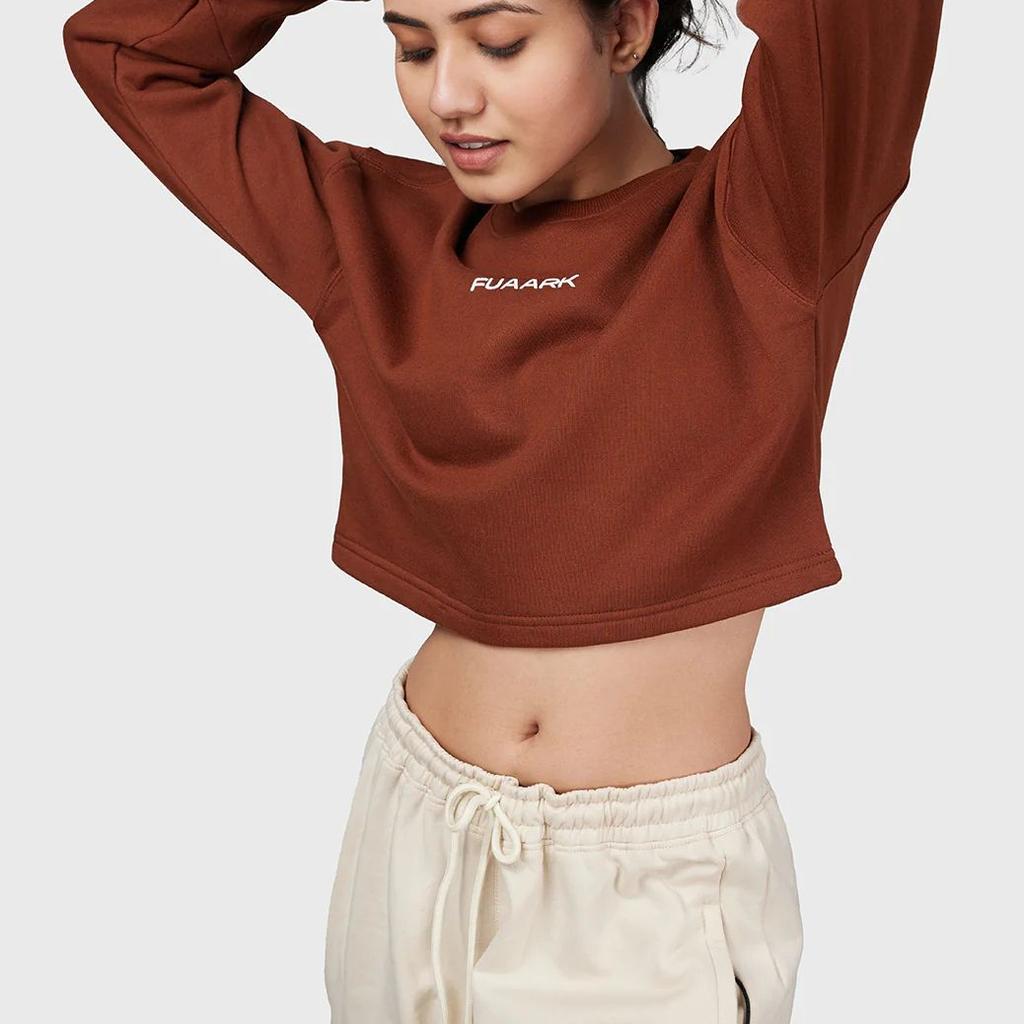Signature Oversized Cropped Sweatshirt Brown