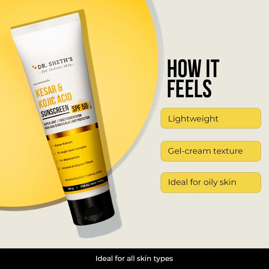 Kesar & Kojic Acid Sunscreen - 125g In-Vivo Tested SPF 50+ PA ++++