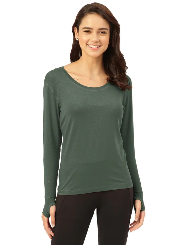 Women's Full Sleeves Skins (Pack Of 1) — Black Forest Green / S