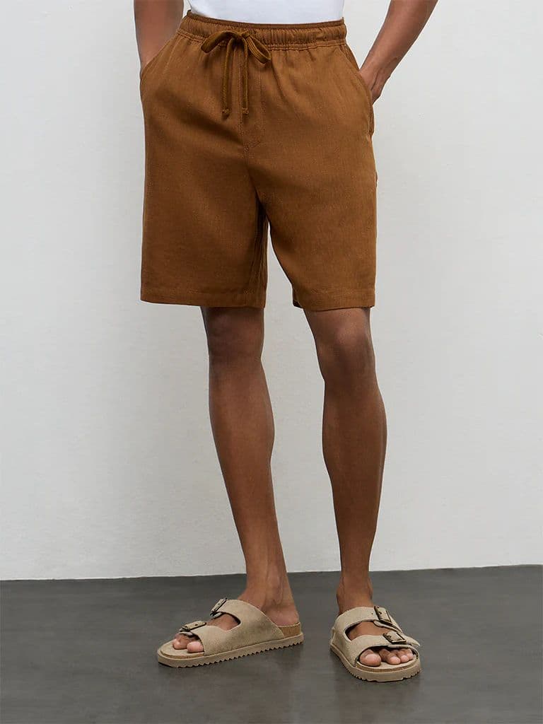 ETA Light Brown Relaxed-Fit Mid-Rise Shorts — photo 3