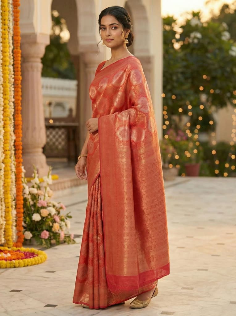 MIMOSA Women's Woven Design Kanjivaram Style Art Silk Saree with Blouse Piece - Gajjari ( SA00002246GJFREE ) — photo 3