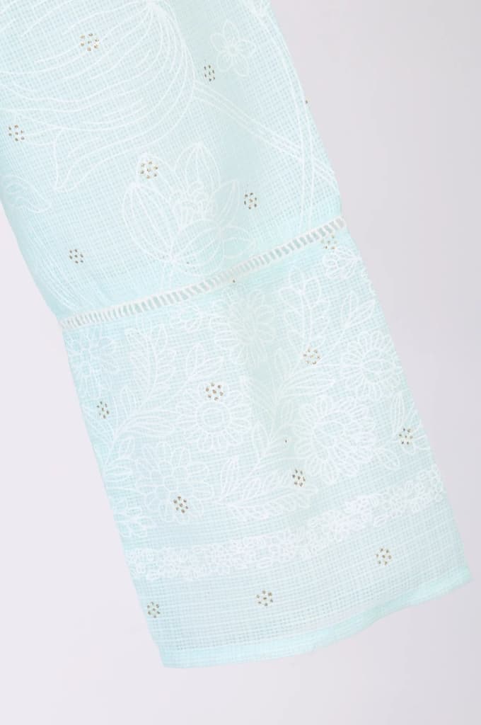 Light Blue Chikankari Embroidered Kota Straight Kurta — photo 7