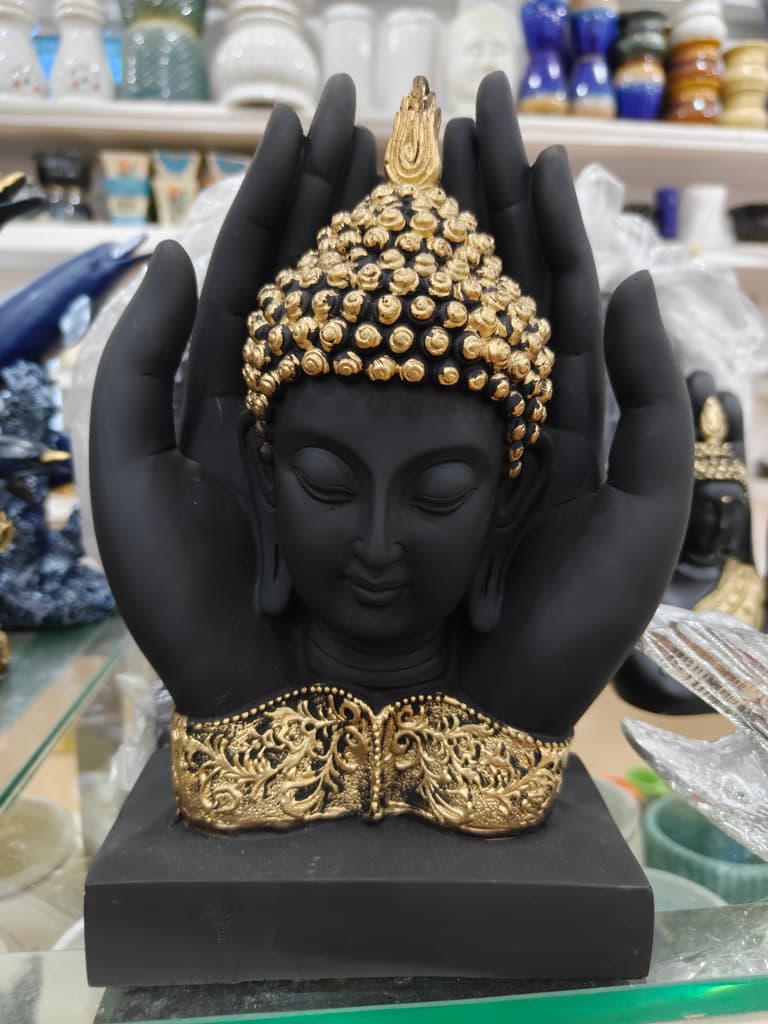 Black Buddha Statue | Gold Decoration | Home Decor