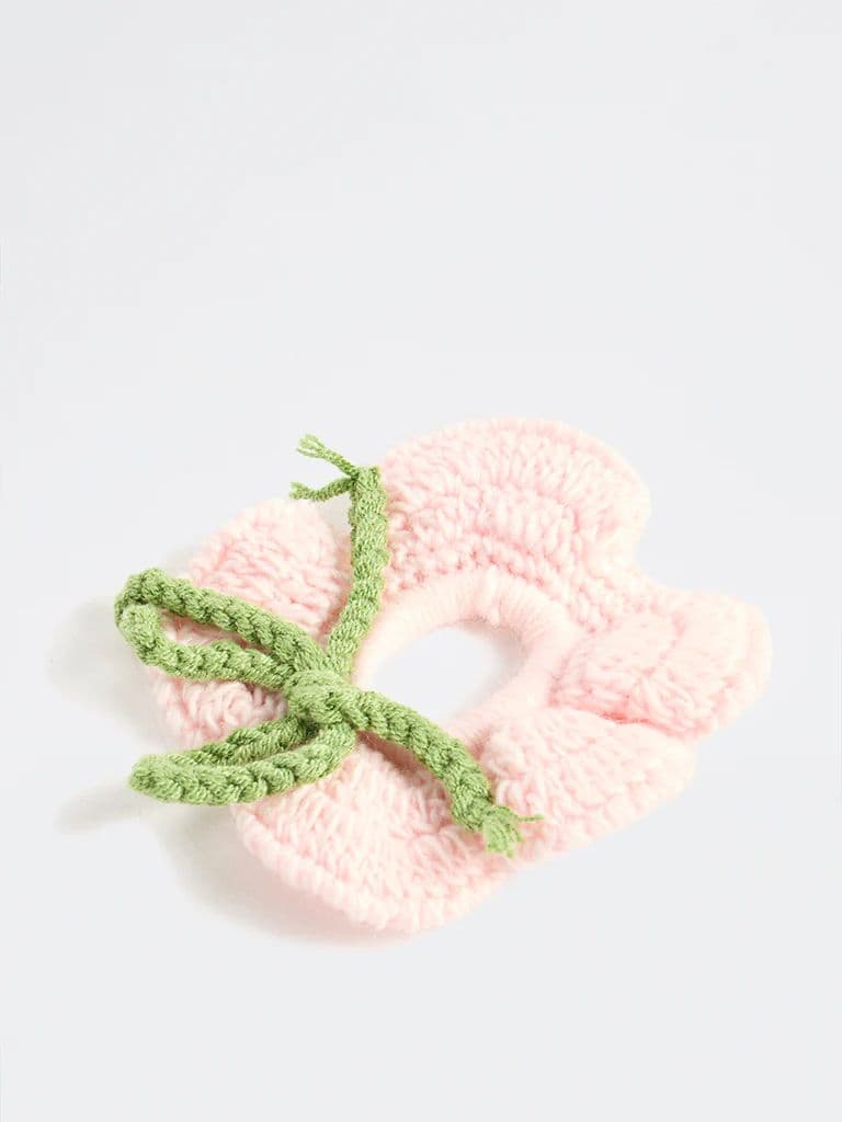 Westside Accessories Pink Floral Crochet Scrunchie — photo 2