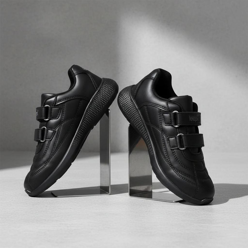 Lucy & Luke Black Casual Non Lacing Uniform School Shoes For Kids FUNRUN-E By Liberty — photo 2