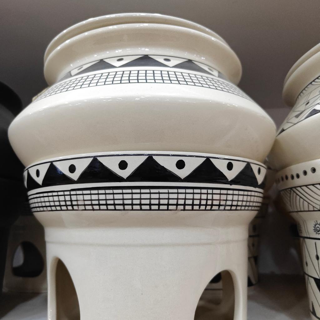 Vase with Designs | Ceramic | White | Decorative