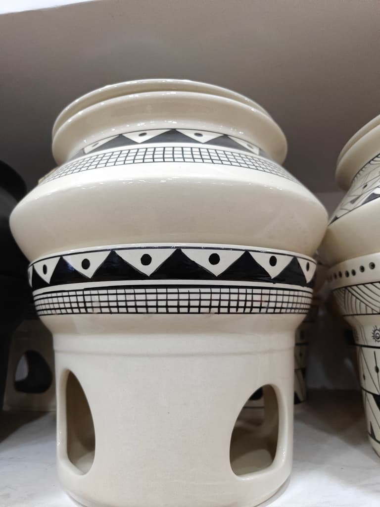 Vase with Designs | Ceramic | White | Decorative