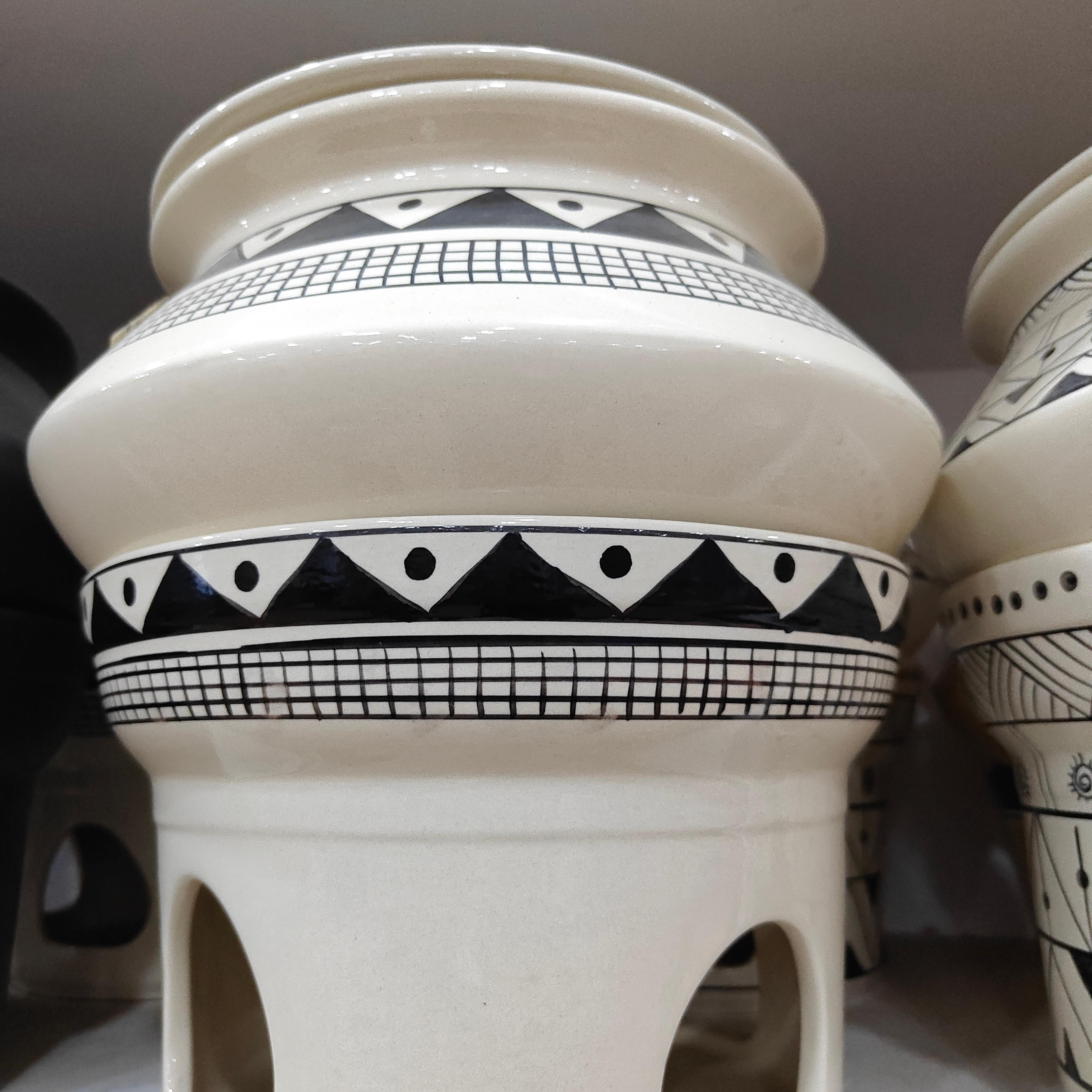 Vase with Designs | Ceramic | White | Decorative