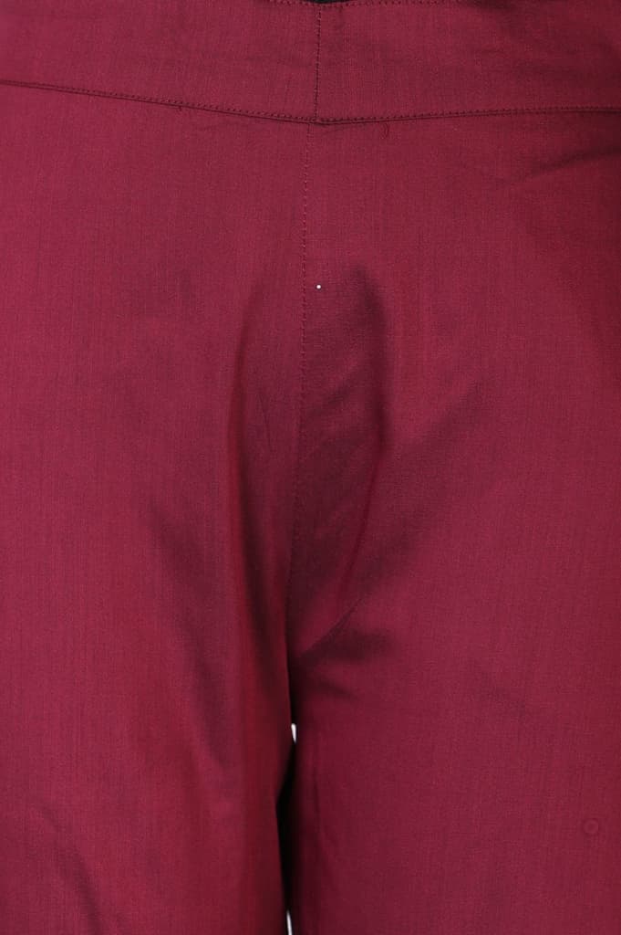 Burgundy Ethnic Motifs Foil Printed Ankle Length Tapered Trousers — photo 6