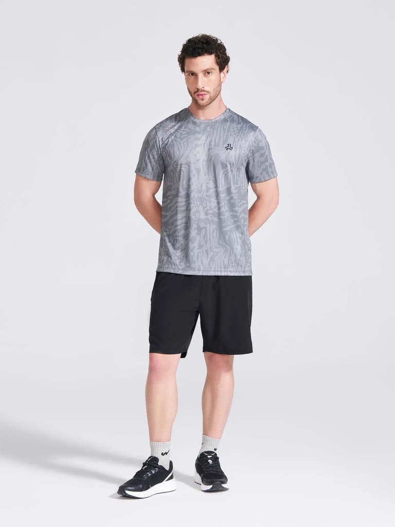 Men's Grey Printed Round Neck T-Shirt — photo 3