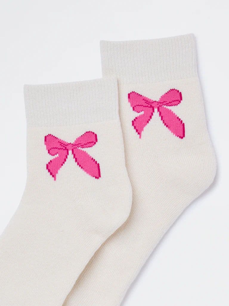 Superstar White Bow Detailed Socks — photo 3