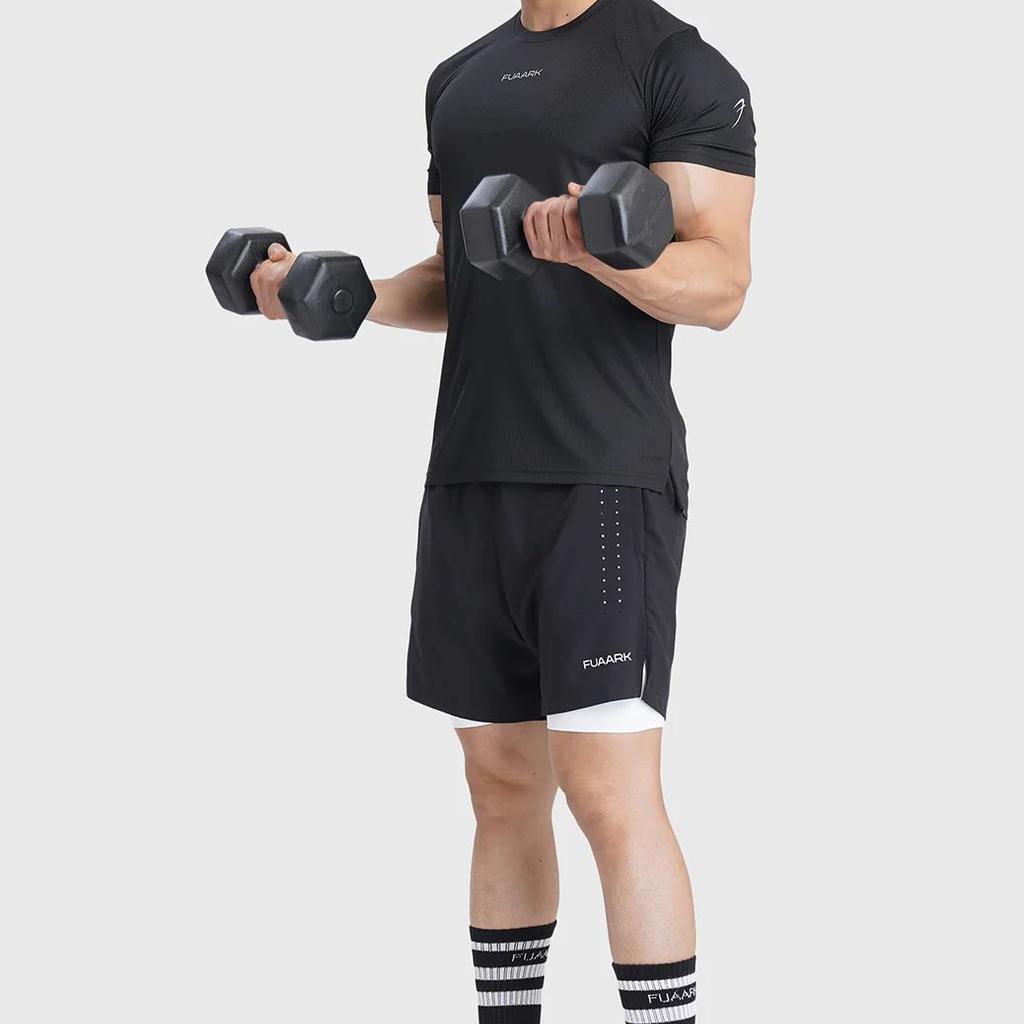 Checks Running T-shirt Black