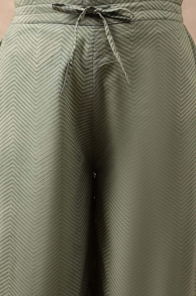 Olive Green Chevron Print Parallel Pants — photo 6