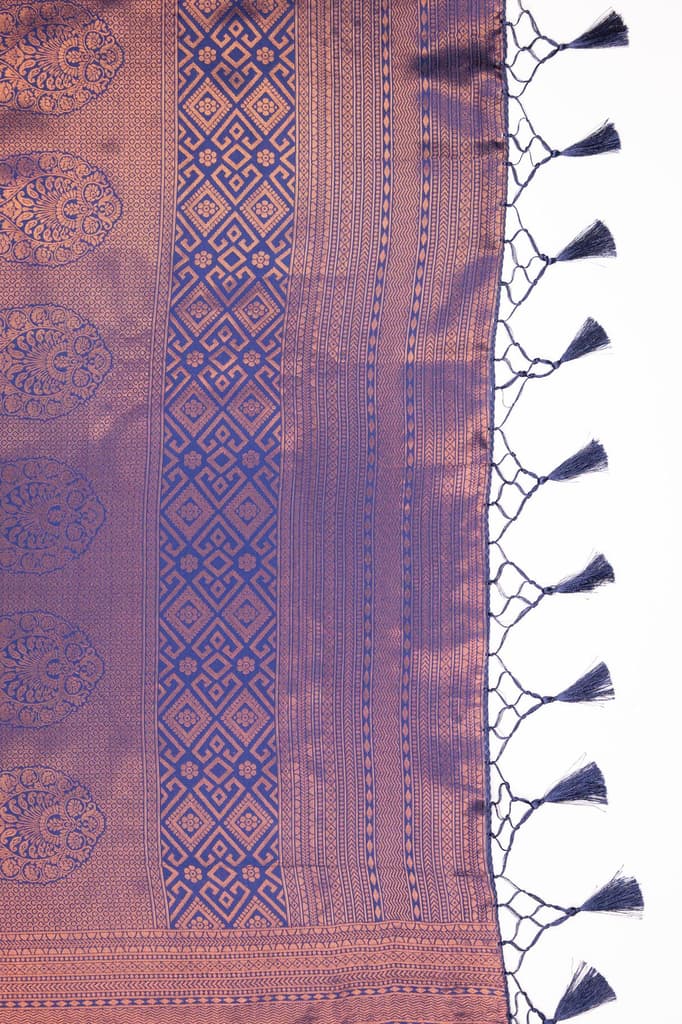 Mimosa Women's Woven Design Kanjivaram Style Art Silk Saree With Blouse Piece : SA00001789GYFREE — photo 6