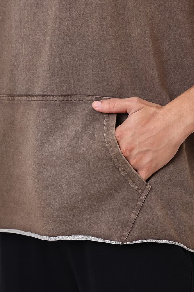 Shadow Washed Capsleeves Hoodie Brown — photo 3