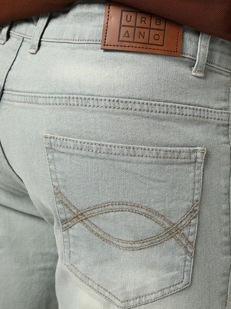 Men's Ice Grey Bootcut Fit Mid Rise Heavy Washed Jeans Stretchable — photo 6