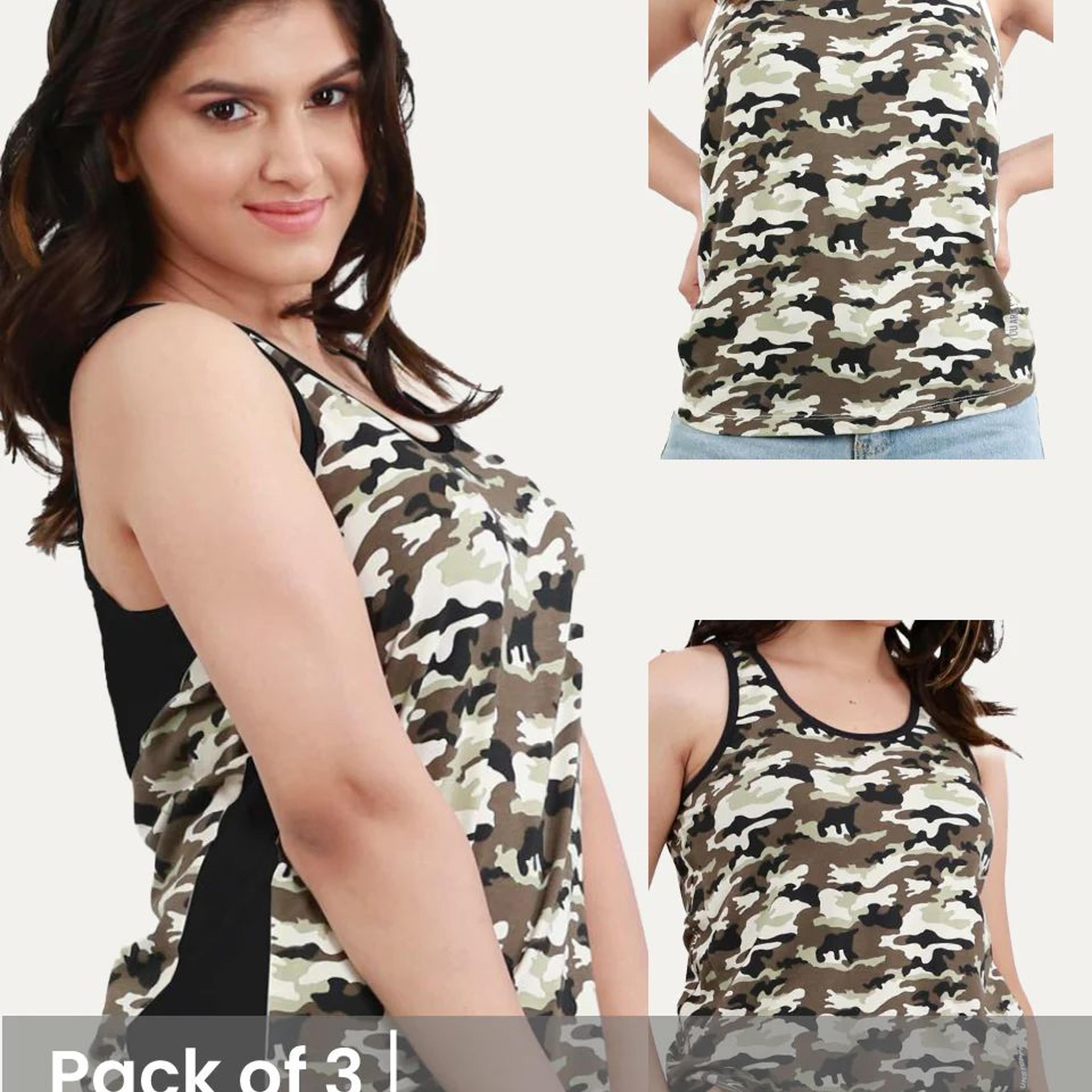 Camouflage Printed Women's Tanks (Pack of 3)