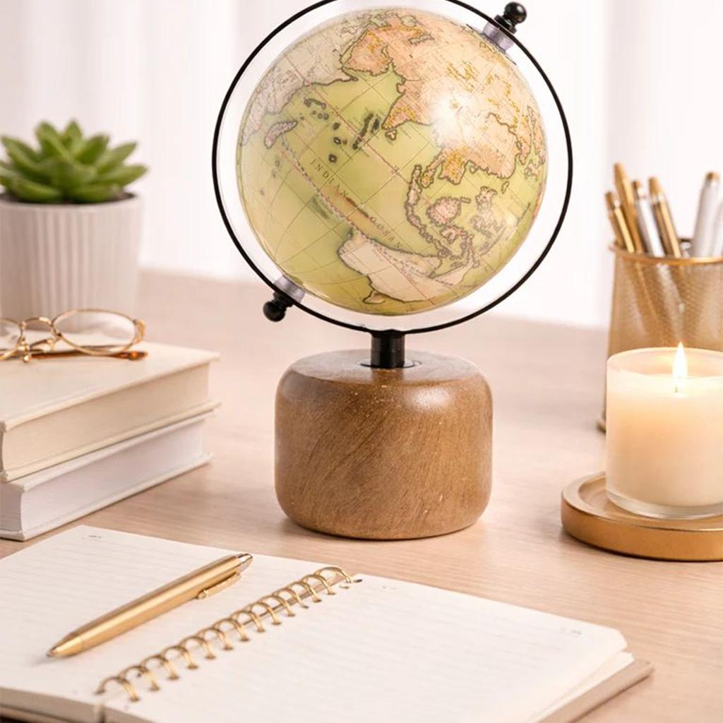 Westside Home Green Wooden Globe