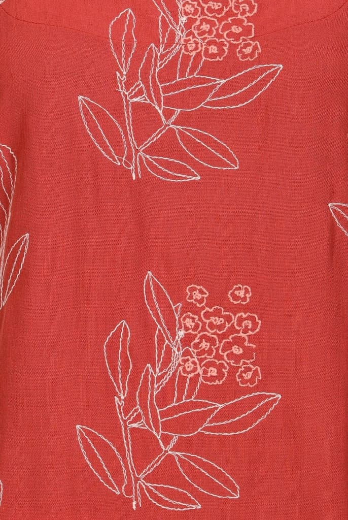 Rust Floral Printed Rayon Blend Straight Kurta with Flared Pants Co-ord Set — photo 2