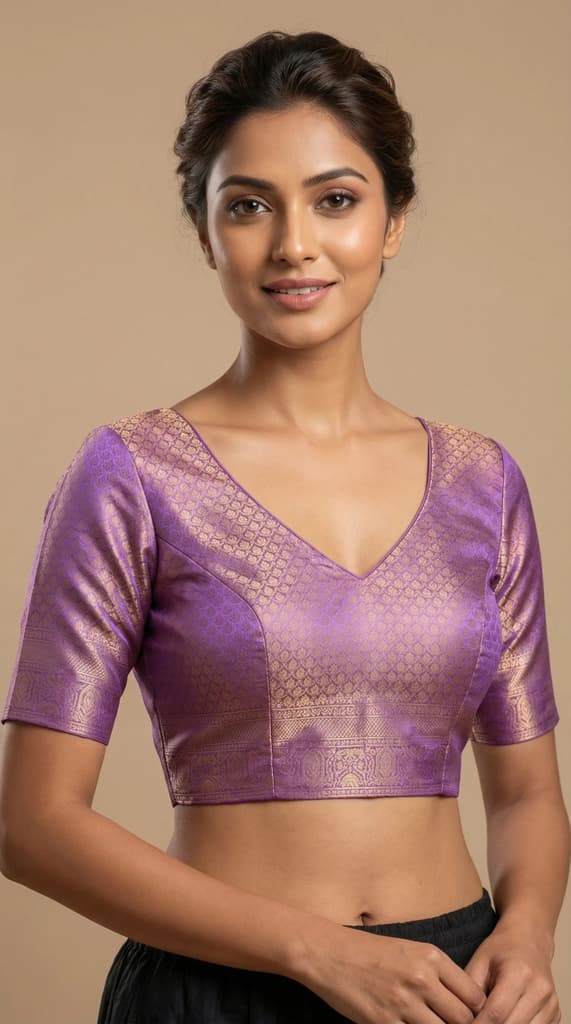 MIMOSA Women's Woven Design Kanjivaram Style Art Silk Saree with Blouse Piece - Violet ( SA00002246VLFREE ) — photo 5