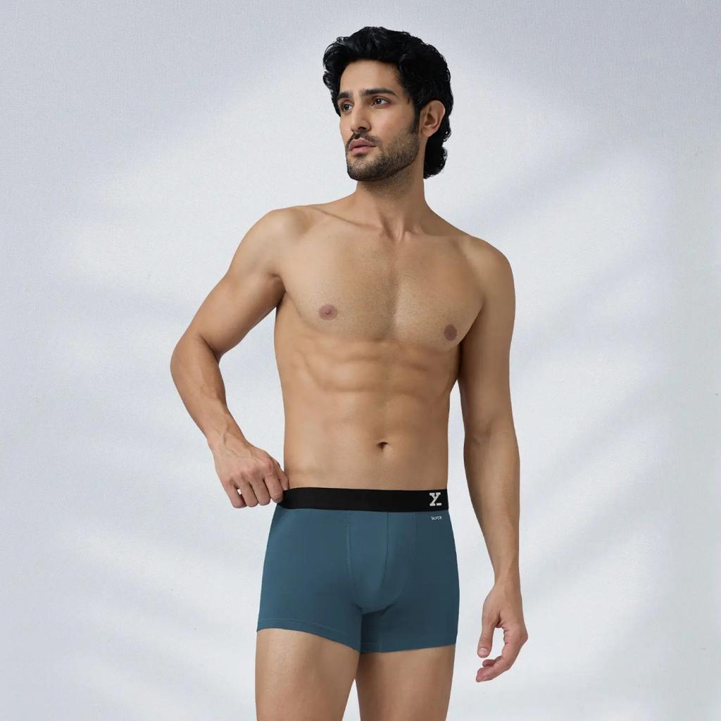Aero Silver Cotton Trunks Steel Blue