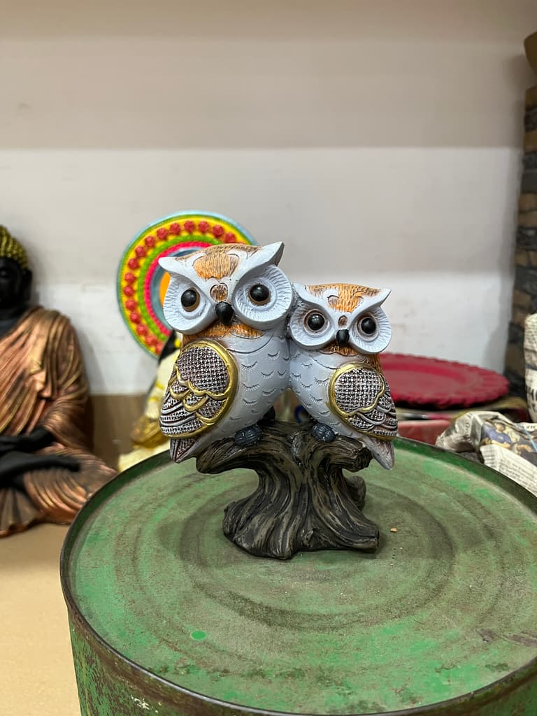 Owl Figurine | Decorative | Wood | Brown