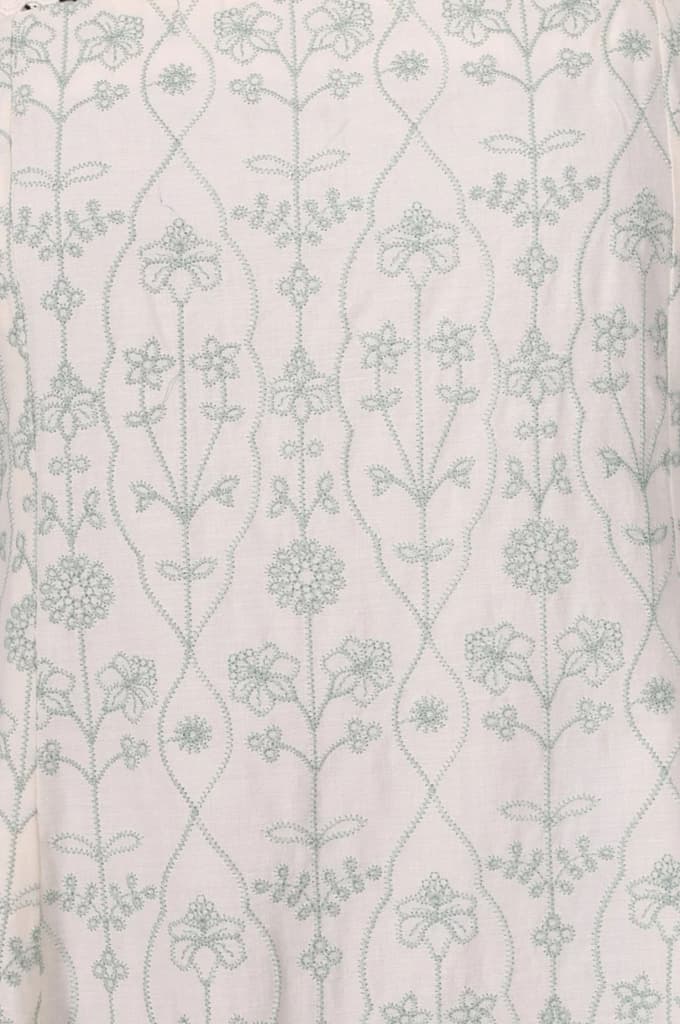 Off White Embroidered Pure Cotton A-line Dress — photo 2
