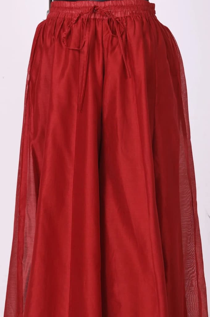 Red Bandhni Mirror Work Silk Blend Straight Kurta with Pant and Dupatta Set — photo 7
