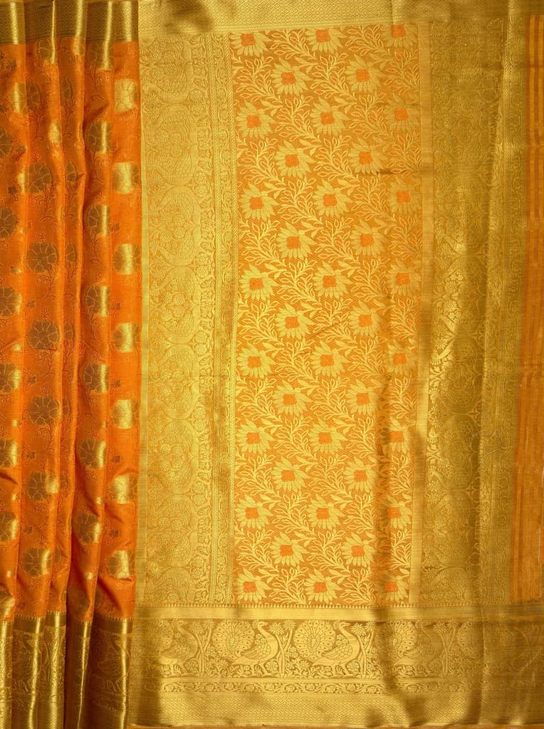 MIMOSA Women's Woven Design Kanjivaram Style Art Silk Saree with Blouse Piece - Gold ( SA00003142GDFREE ) — photo 6