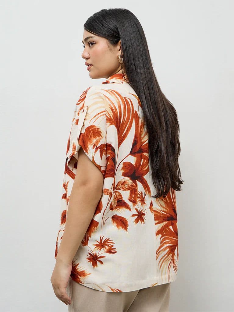 Gia Rust Foliage Printed Shirt — photo 4