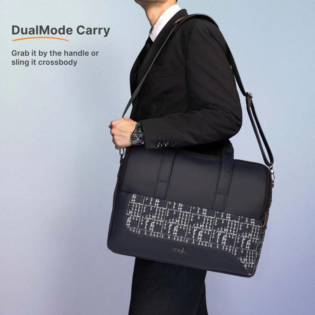 Madras Monochrome Office Laptop Bag (Blue) — photo 6