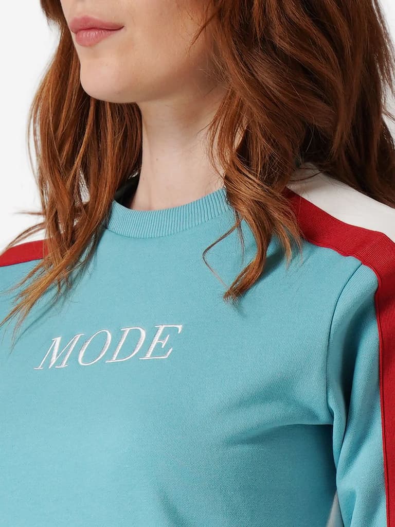 Sweatshirts for Women in Bright Blue | Cotton Blend Printed Sweatshirt — photo 5