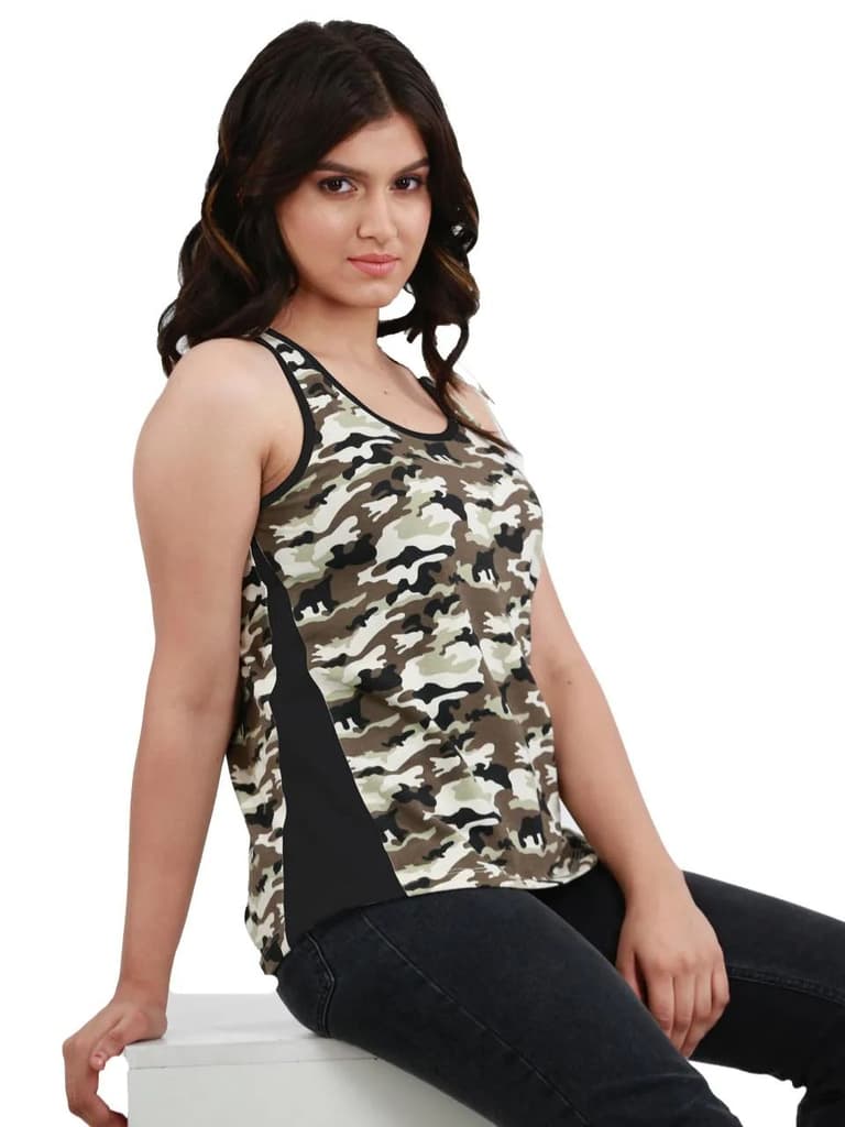 Camouflage Printed Bamboo Tank Top For Women - (Pack of 1) — photo 4