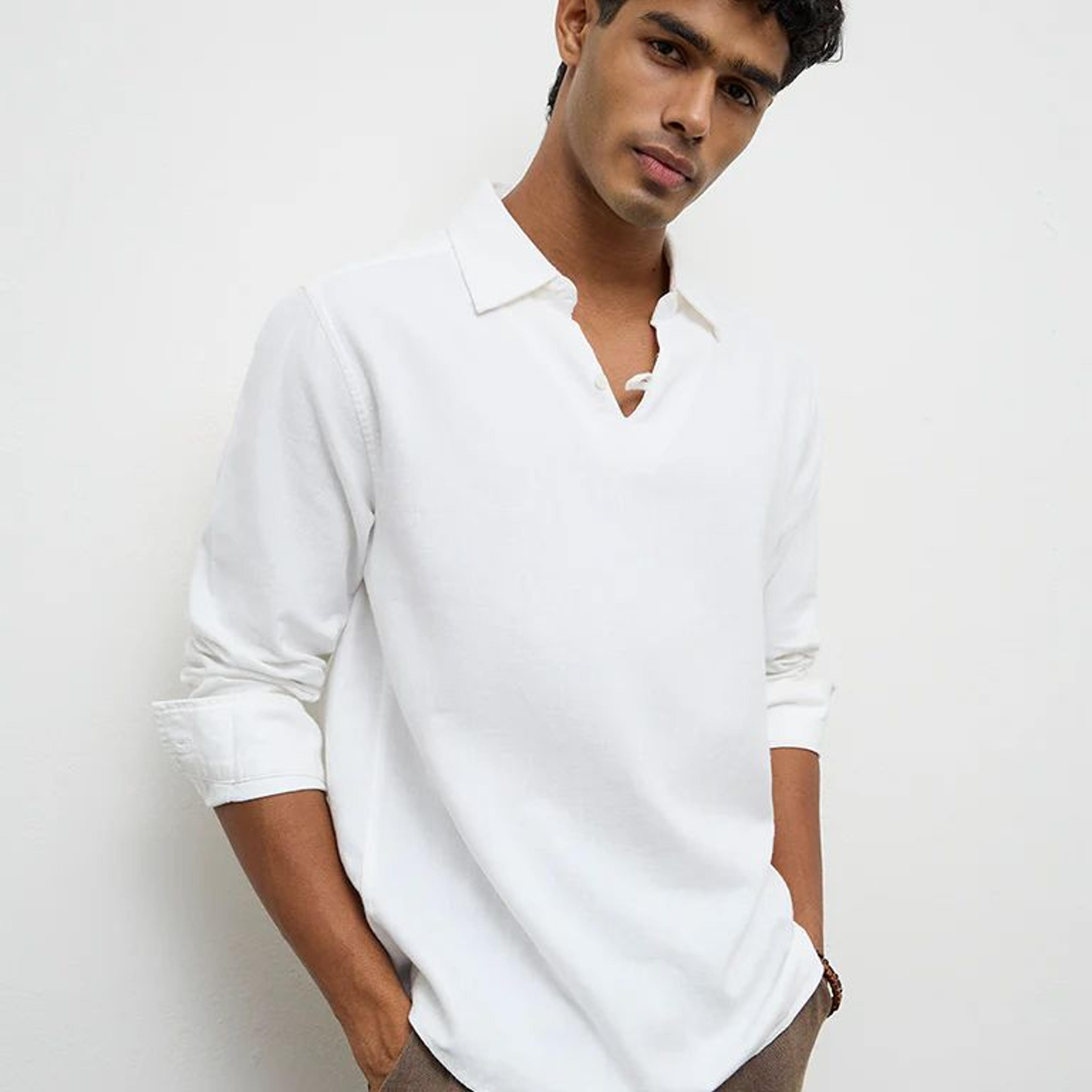 ETA White Relaxed-Fit Cotton-Blend Shirt