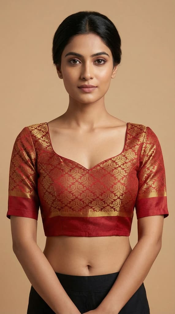 MIMOSA Women's Woven Design Mysore Silk Style Crepe Saree with Blouse Piece - Maroon ( SA00003134MRFREE ) — photo 5