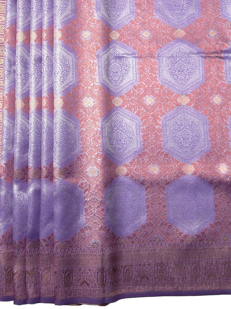 MIMOSA Women's Woven Design Kanjivaram Style Art Silk Saree with Blouse Piece - Violet ( SA00002246VLFREE ) — photo 6