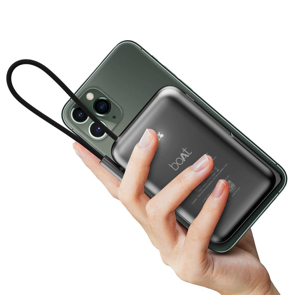 boAt EnergyShroom PB330 Magnacharge | 10000mAh magnetic wireless power bank with 15 W wireless charging, LED battery display, 12 Layer Smart IC Protection