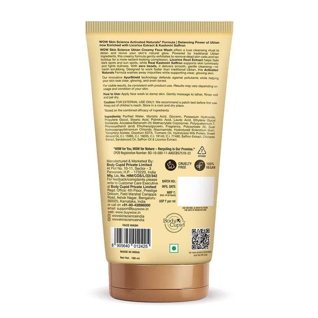 Ubtan Cream Face Wash Brightening & Deep Cleanse