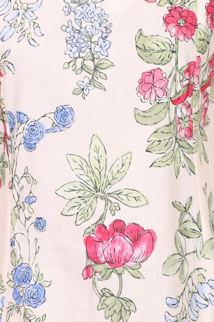 Peach Floral Printed Pure Cotton A-line Kurta — photo 3