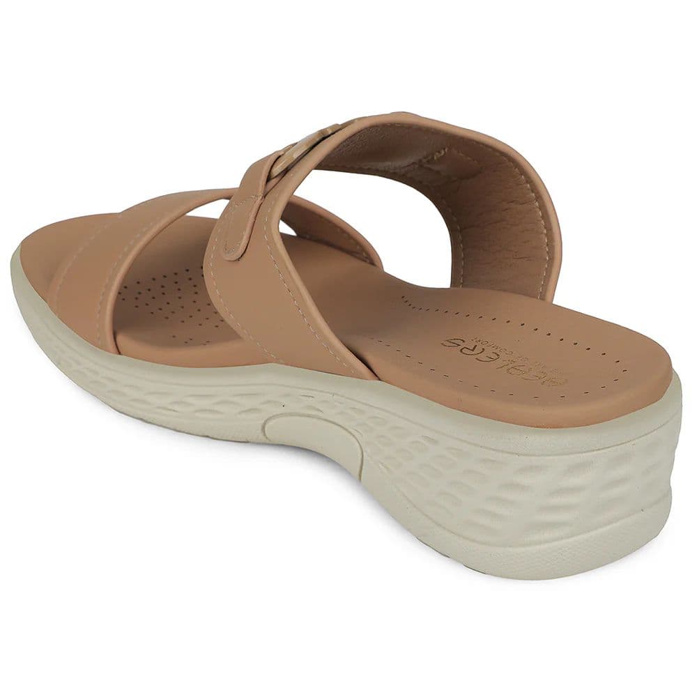 Healers Beige Wedge Heel Sandal For Women ZQ-FD-50 By Liberty — photo 5
