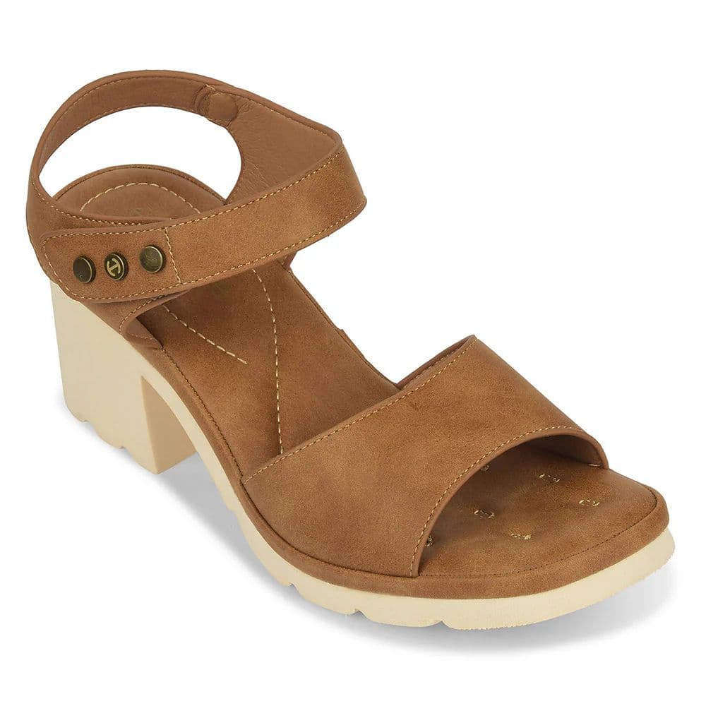 Healers Tan Casual Block Heel Sandal For Women ZQ-DM-17 By Liberty — 3/36 / Tan