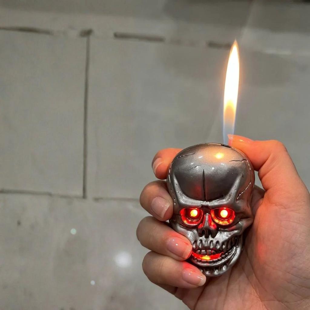 Skull Shaped Butane Lighter | Metal Refillable Windproof Pocket Lighter — photo 2
